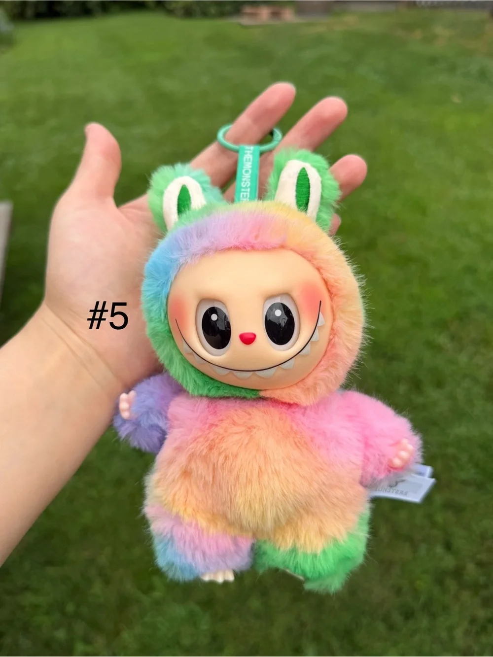 Plush Pastel Rainbow Labubu Bunny Small Pet Toy Keychain Charm not from Pop Mart